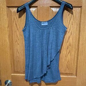 MICHAEL STARS Ruffle Women's OSFM Stretch Blue Tank Top Shirt